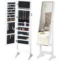 Jewellery Cabinet, Full-Length Mirror, Lockable, White Homcom