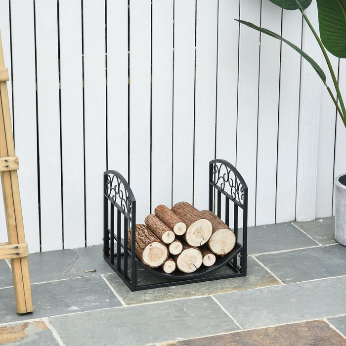 Log Holder For Fireplace, Indoor/Outdoor, Elegant Scrolls