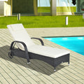 Rattan Sun Lounger With Wheels Outsunny