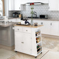 Kitchen Island With Spice Rack, White With Rubber Wood Top Homcom