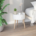 Modern Round Wooden Coffee Table Storage - White Homcom