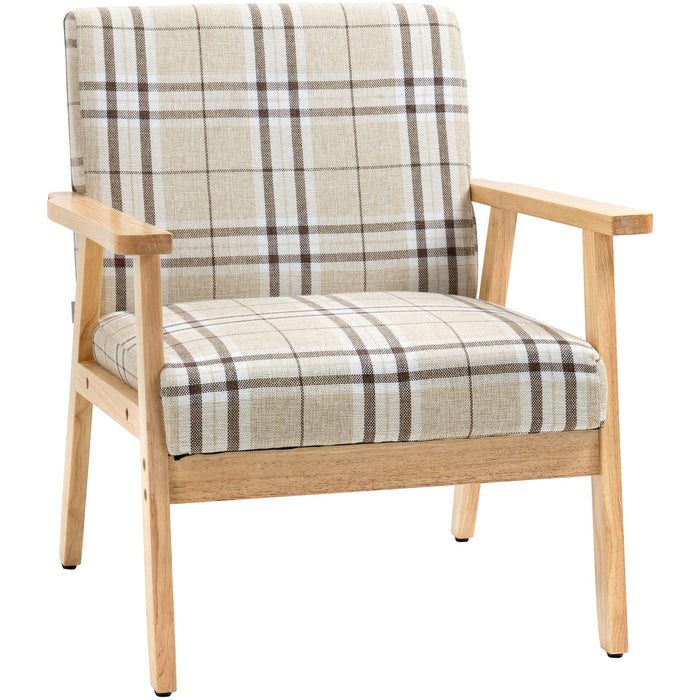 Modern Accent Chair, Linen-Feel, Beige