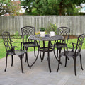 Cast Aluminium Table and Chairs, 4 Chairs, Round Table Outsunny