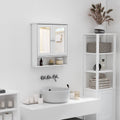 Bathroom Cabinet With Mirror, 56L x 13W x 58Hcm, White Kleankin