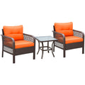 2 Seater Rattan Bistro Set Outsunny