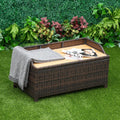 Rattan Garden Storage Box with Gas-Sprung Lid & Bench Seat Outsunny