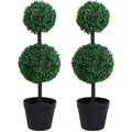 Artificial Boxwood Topiary Trees | Set of 2 | 67cm | Indoor & Outdoor Homcom