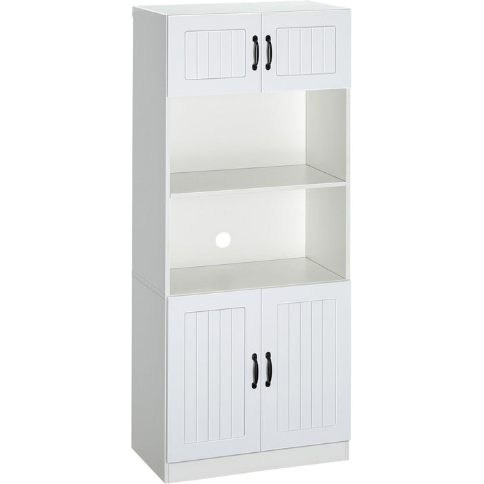 White Kitchen Cabinet with Microwave Shelf & Adjustable Base