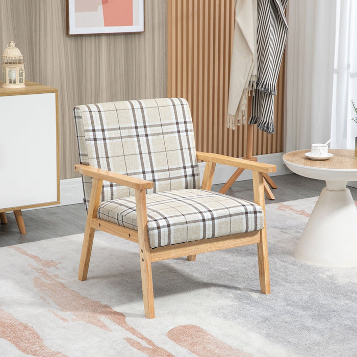 Modern Accent Chair, Linen-Feel, Beige
