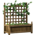 Brown Garden Planter with Trellis Outsunny