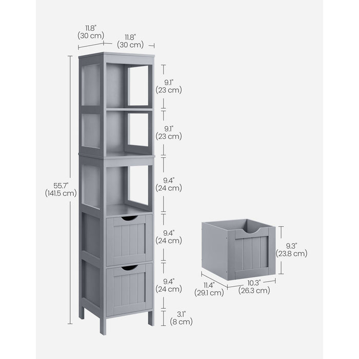 Vasagle Tall Grey Bathroom Cabinet, 30x30x141cm
