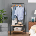 Black Metal Clothes Rail 2-Tier Storage Shelves Homcom