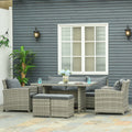 Rattan Garden Dining Set, 7 Seater Outsunny