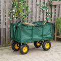4 Wheel Heavy Duty Garden Trolley, Green Outsunny