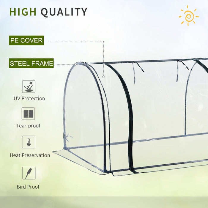 Mini PVC Greenhouse, Steel Frame, Zipper Doors