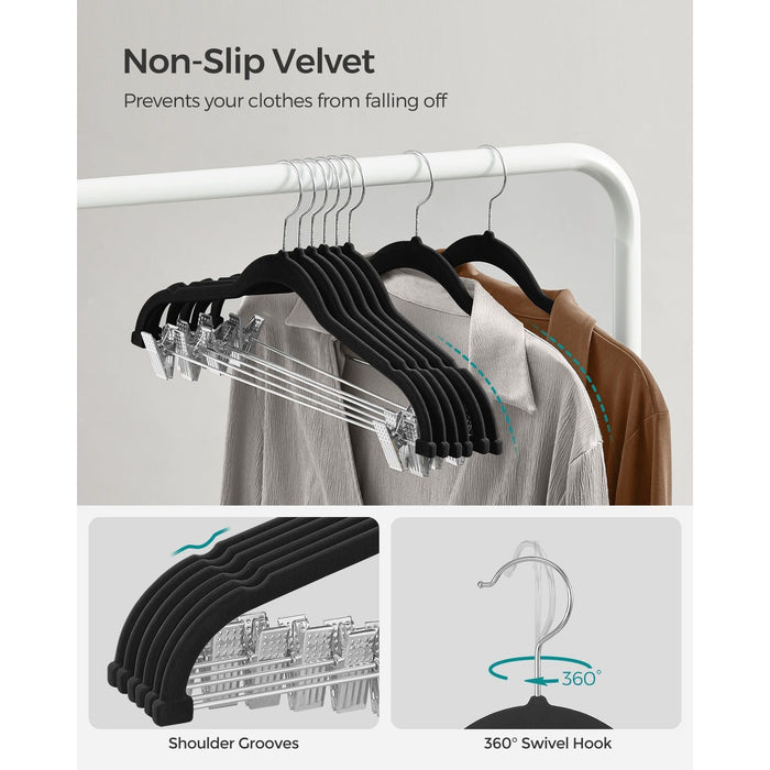 Songmics Black Velvet Clothes Hangers, Pack of 10