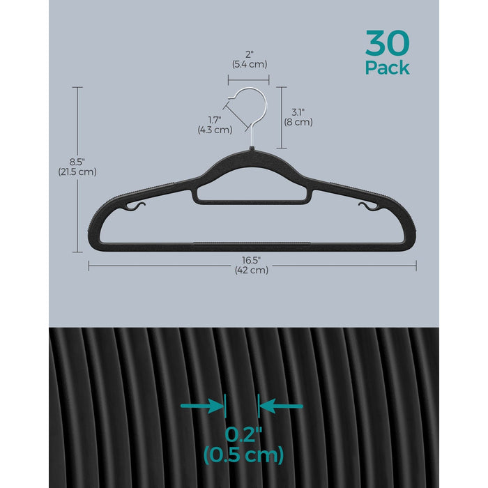 Songmics Black Plastic Coat Hangers, Pack of 30
