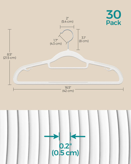 Songmics White Plastic Coat Hangers Pack of 30