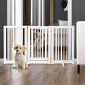 No Screw Pet Gate, Wooden, Freestanding, 155 x 76cm, White Homcom
