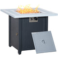 Square Propane Fire Pit Table - 40000 BTU, Rattan Outsunny