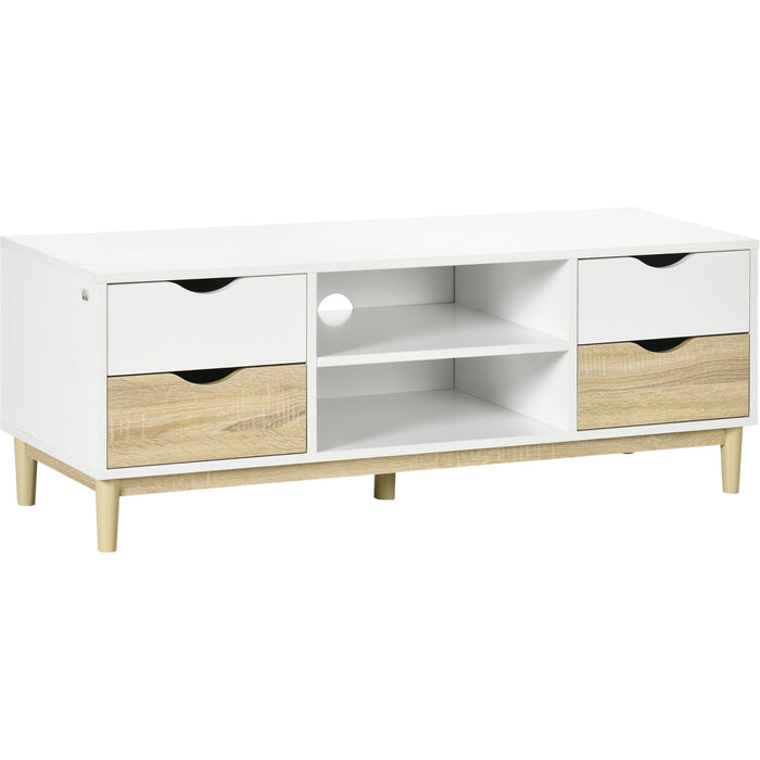 Modern TV Stand, up to 55", 120x40x44.5cm, White/Natural