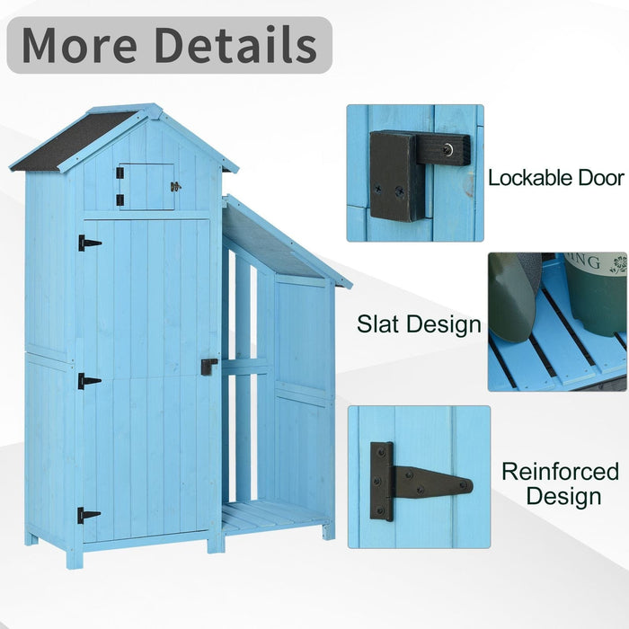 Small Shed With Log Store -  Blue