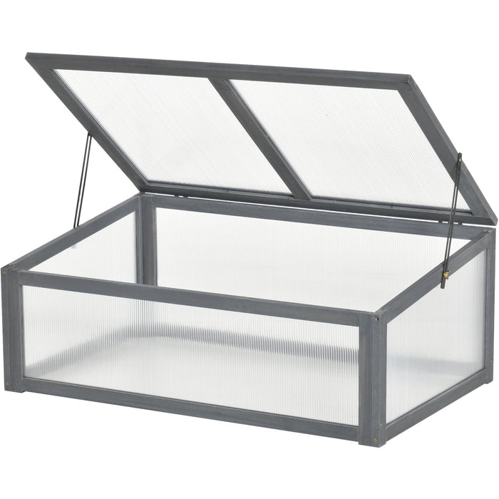 Wooden Polycarbonate Cold Frame Greenhouse, 100x65x40cm
