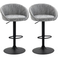 Adjustable Kitchen Bar Stools with Backs, Grey Leather Homcom