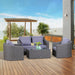 Grey Rattan Garden Furniture Set - 4-Seater Sofa, Table, Chair & Bench