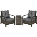 3 Piece Outdoor Rattan Bistro Set Outsunny