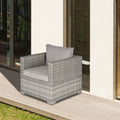 Single Rattan Sofa Chair with Padded Cushion for Outdoor Outsunny