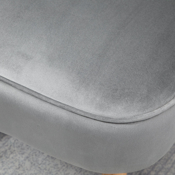 Contemorary Grey Velvet Accent Chair With Footstool