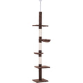 Brown Cat Tree: 5-Tier, Adjustable (230-260cm) Pawhut