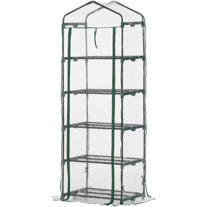 Metal Frame Mini Greenhouse, 5-Tier, PVC Cover, Clear