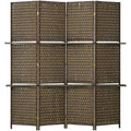 Brown 4-Panel Room Divider, 170cm Homcom