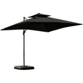 Roma 3m Square Cantilever Parasol With Base, Grey Outsunny