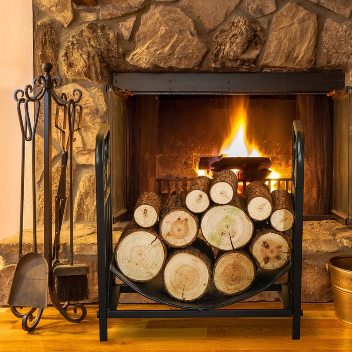 Log Rack For Fireplace, Bear Shape, Black