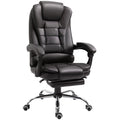 Leather Executive Office Chair With Footrest, Brown Homcom