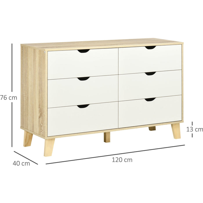 Scandi 6 Drawer Wide Chest of Drawers