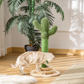 Cactus Cat Tree Post, Hanging Ball, 32x32x60cm, Green Pawhut