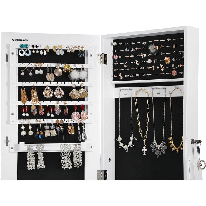 Full Length Mirrored Jewellery Cabinet, White