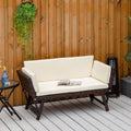 2 Seater Rattan Sofa Daybed Bench with Cushions Outsunny