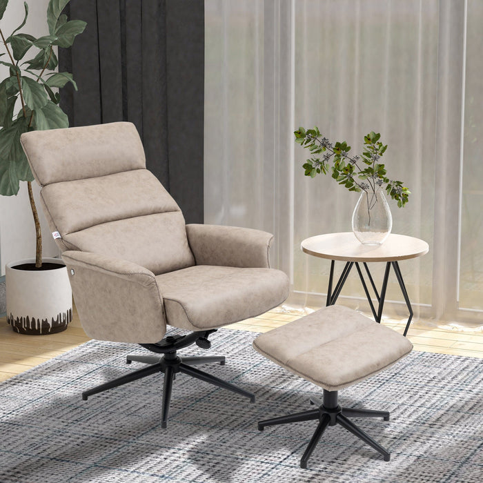 Swivel Recliner Chair & Footstool Set, Khaki