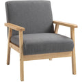 Grey Mid Century Accent Chair with Thick Linen Cushions Homcom