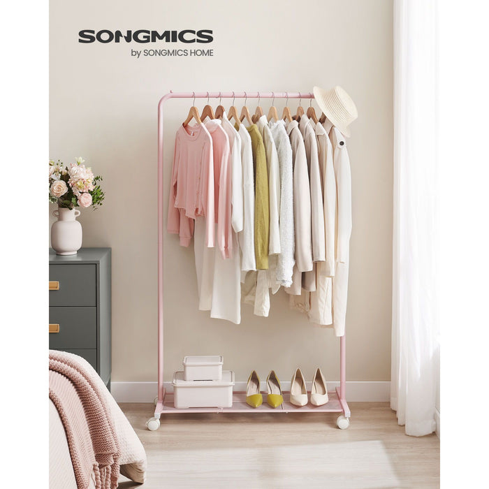 Pink Clothes Rack with Wheels