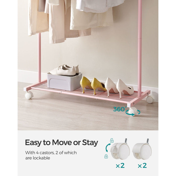 Pink Clothes Rack with Wheels
