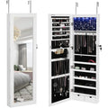Hanging Mirrored Jewellery Cabinet, White SONGMICS