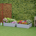 Set of 2 Raised Metal Garden Beds, Galvanized Steel , 1x1m Outsunny