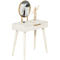 Modern Dressing Table With Round Mirror, 2 Drawers Homcom