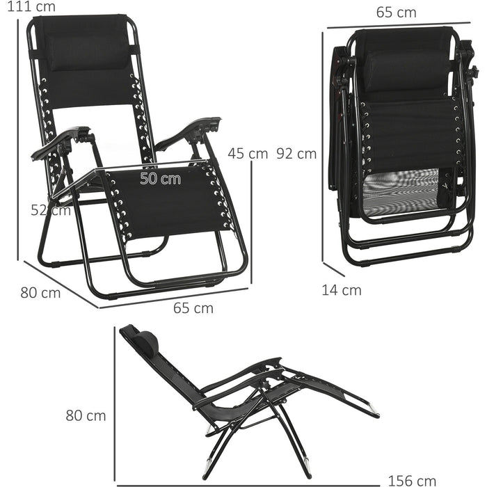 2pc Zero Gravity Chairs, Black